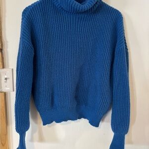 SHEIN Cozy Blue Turtleneck Sweater